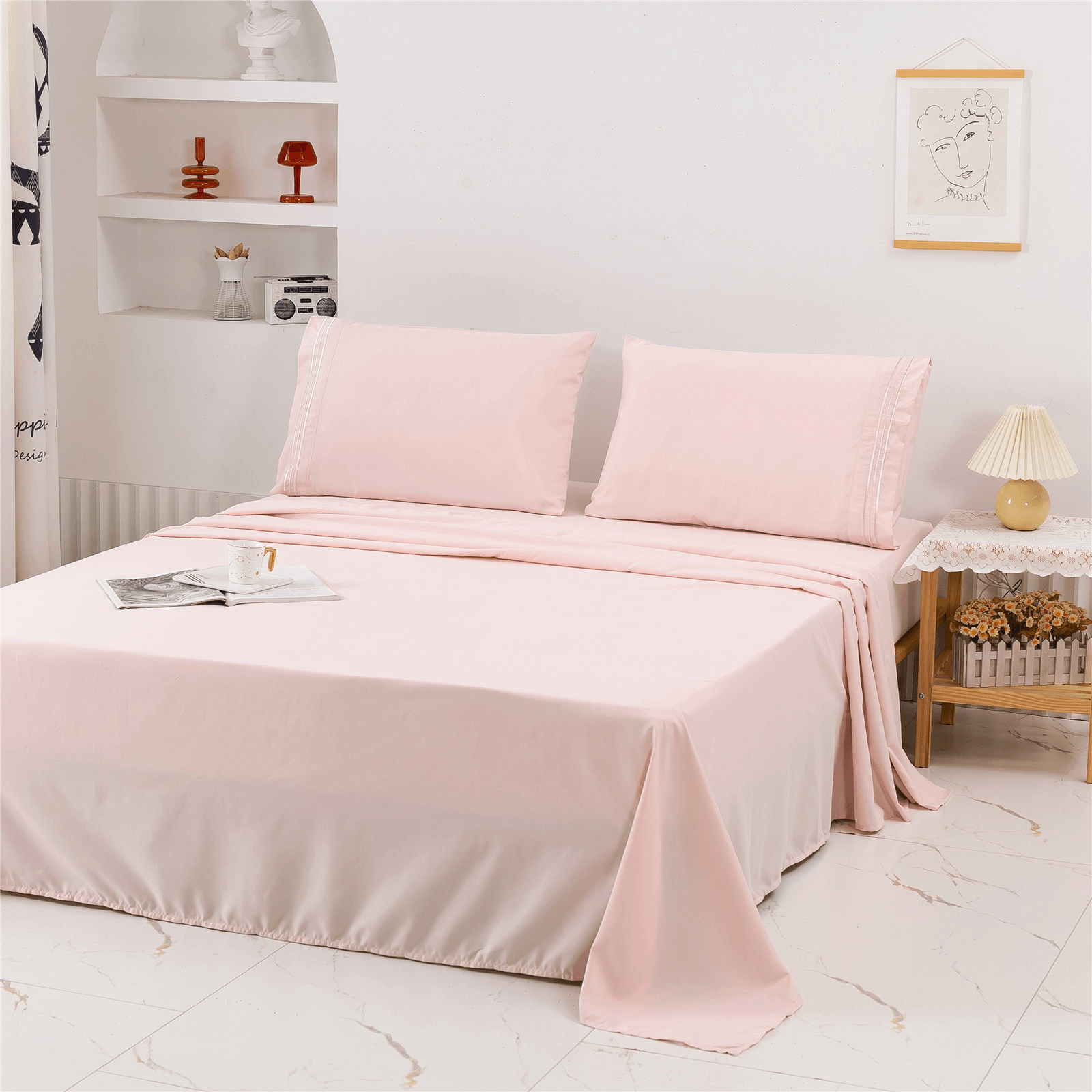 Kozy Cove 4 Piece Sheet Set- pink