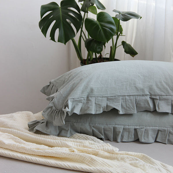 KozyCotton™ Pure Cotton Ruffled Pillowcase Set