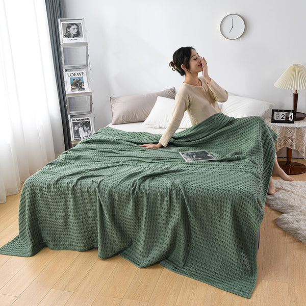 KozyCotton™ Cotton Waffle Knit Chenille Blanket