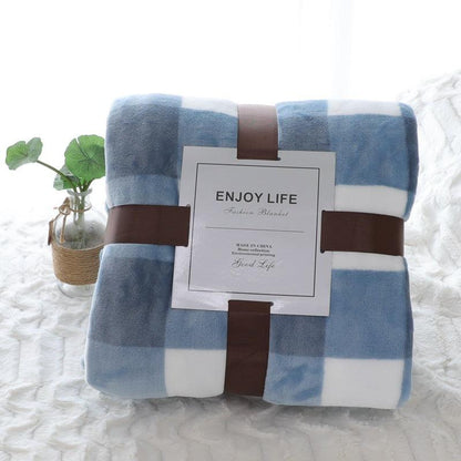 Kozy Cove Fleece Blanket- printed blue plaid